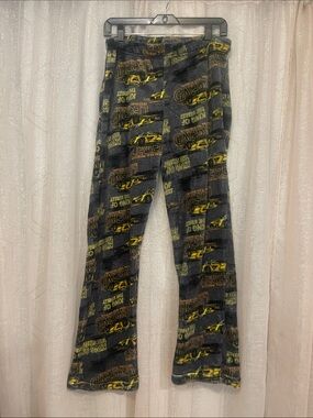 Men’s Gray and Yellow Graphic Fleece Lounge Pants Pajamas